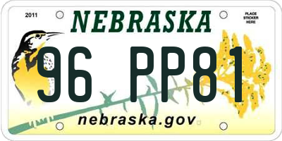 NE license plate 96PP81