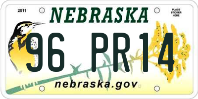 NE license plate 96PR14