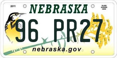 NE license plate 96PR27