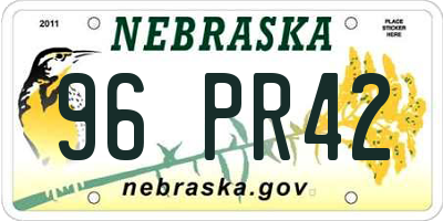 NE license plate 96PR42