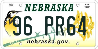 NE license plate 96PR64