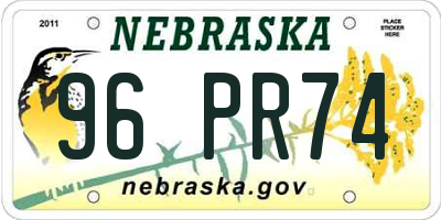 NE license plate 96PR74