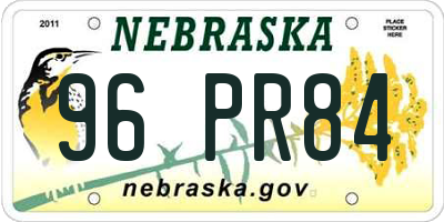 NE license plate 96PR84