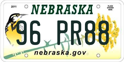 NE license plate 96PR88
