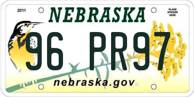 NE license plate 96PR97