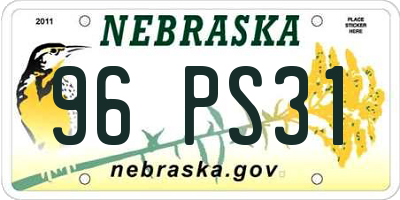 NE license plate 96PS31