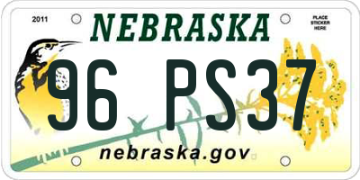 NE license plate 96PS37