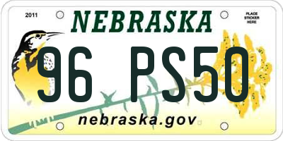 NE license plate 96PS50