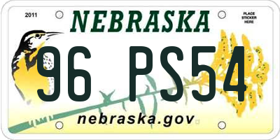 NE license plate 96PS54