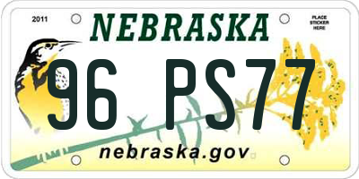NE license plate 96PS77