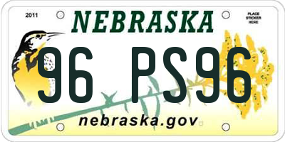 NE license plate 96PS96