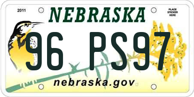 NE license plate 96PS97