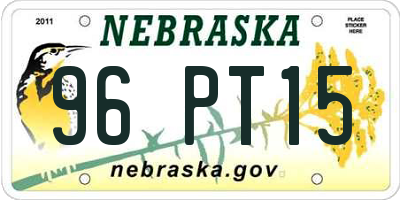 NE license plate 96PT15
