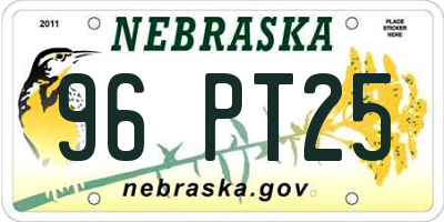NE license plate 96PT25