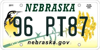 NE license plate 96PT87