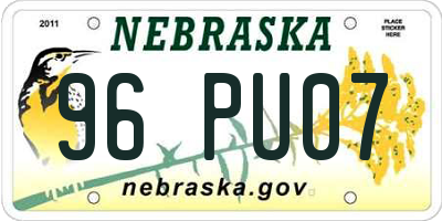 NE license plate 96PU07