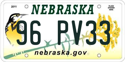 NE license plate 96PV33