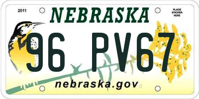 NE license plate 96PV67