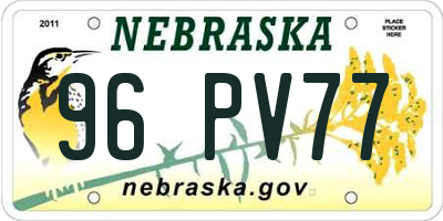 NE license plate 96PV77