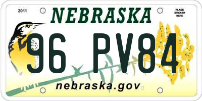NE license plate 96PV84