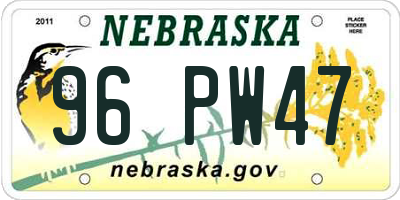 NE license plate 96PW47