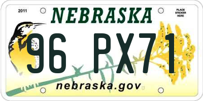 NE license plate 96PX71