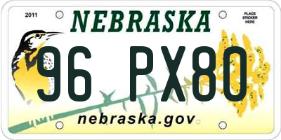 NE license plate 96PX80