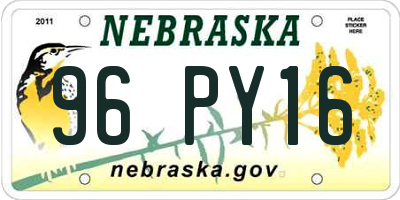 NE license plate 96PY16