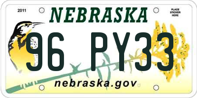 NE license plate 96PY33