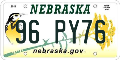 NE license plate 96PY76
