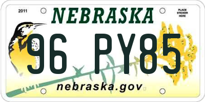 NE license plate 96PY85