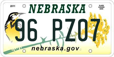 NE license plate 96PZ07