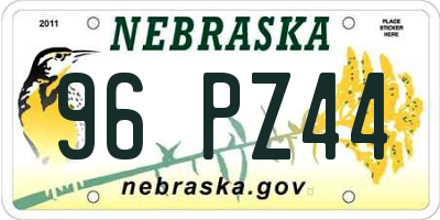 NE license plate 96PZ44