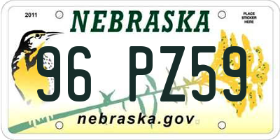 NE license plate 96PZ59