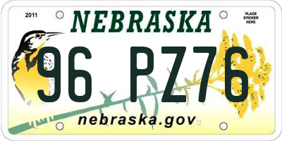 NE license plate 96PZ76