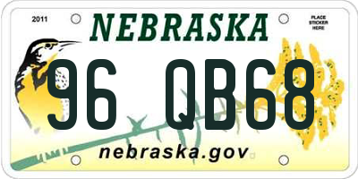 NE license plate 96QB68