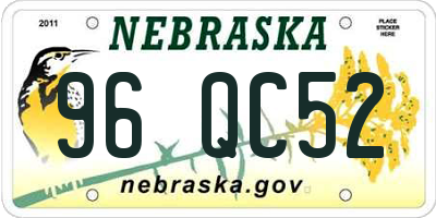 NE license plate 96QC52