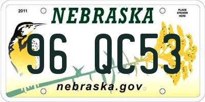 NE license plate 96QC53