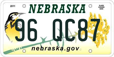 NE license plate 96QC87