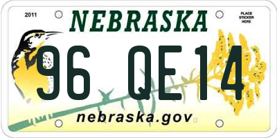 NE license plate 96QE14