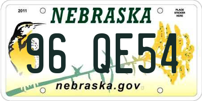 NE license plate 96QE54