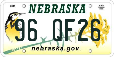 NE license plate 96QF26