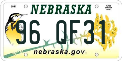 NE license plate 96QF31