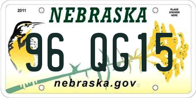NE license plate 96QG15