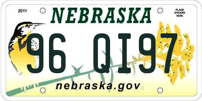 NE license plate 96QI97