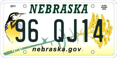 NE license plate 96QJ14