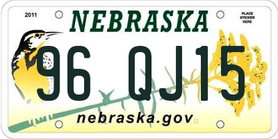 NE license plate 96QJ15