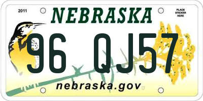 NE license plate 96QJ57