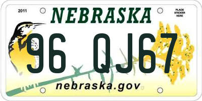 NE license plate 96QJ67