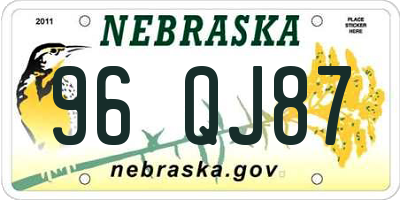 NE license plate 96QJ87